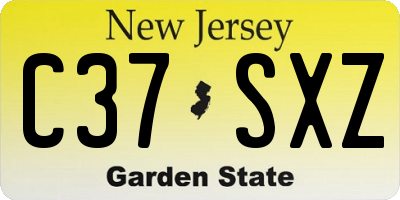 NJ license plate C37SXZ