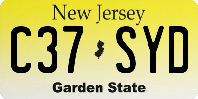 NJ license plate C37SYD
