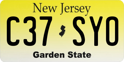 NJ license plate C37SYO