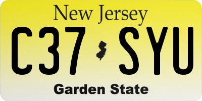 NJ license plate C37SYU