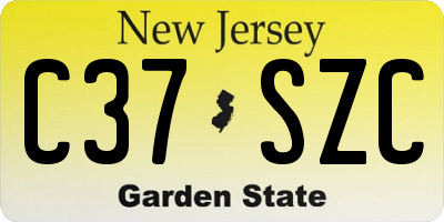 NJ license plate C37SZC