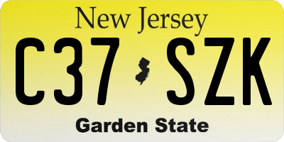 NJ license plate C37SZK