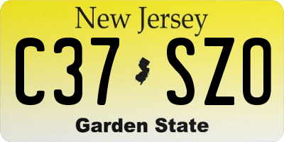 NJ license plate C37SZO
