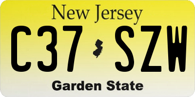 NJ license plate C37SZW