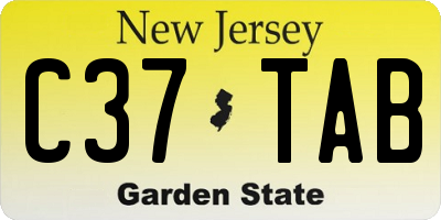 NJ license plate C37TAB