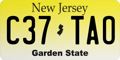 NJ license plate C37TAO