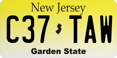 NJ license plate C37TAW