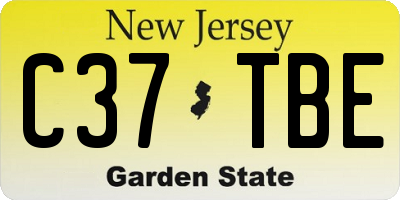 NJ license plate C37TBE