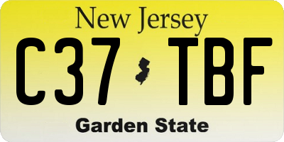NJ license plate C37TBF