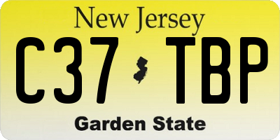 NJ license plate C37TBP