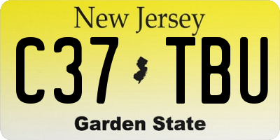 NJ license plate C37TBU