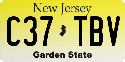 NJ license plate C37TBV