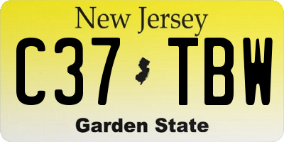 NJ license plate C37TBW
