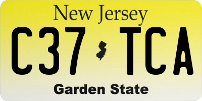 NJ license plate C37TCA