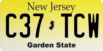 NJ license plate C37TCW