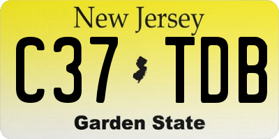 NJ license plate C37TDB