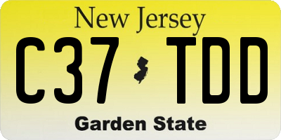 NJ license plate C37TDD