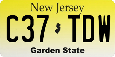 NJ license plate C37TDW