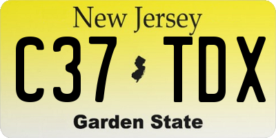 NJ license plate C37TDX
