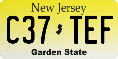 NJ license plate C37TEF