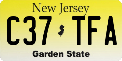 NJ license plate C37TFA