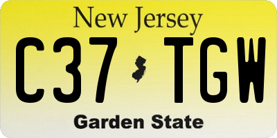 NJ license plate C37TGW