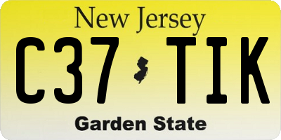 NJ license plate C37TIK