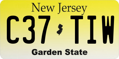 NJ license plate C37TIW