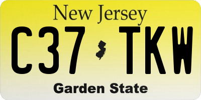 NJ license plate C37TKW