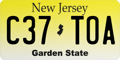 NJ license plate C37TOA