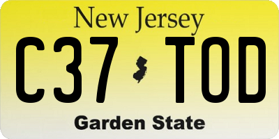 NJ license plate C37TOD