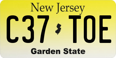 NJ license plate C37TOE