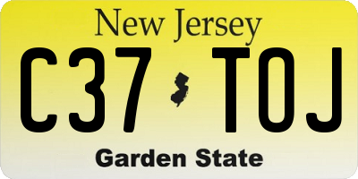 NJ license plate C37TOJ