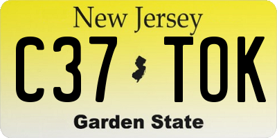 NJ license plate C37TOK