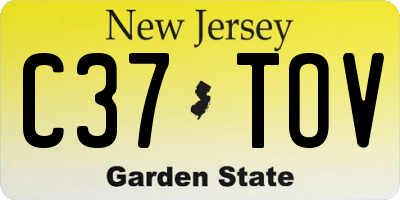 NJ license plate C37TOV
