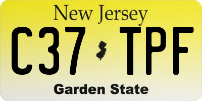 NJ license plate C37TPF