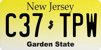 NJ license plate C37TPW