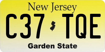 NJ license plate C37TQE