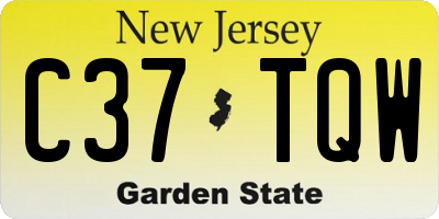 NJ license plate C37TQW