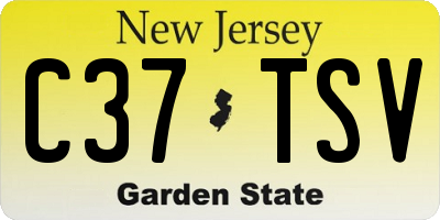 NJ license plate C37TSV
