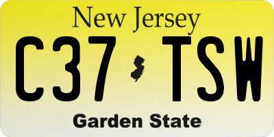 NJ license plate C37TSW