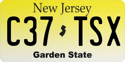 NJ license plate C37TSX