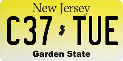 NJ license plate C37TUE