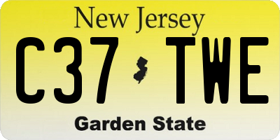 NJ license plate C37TWE