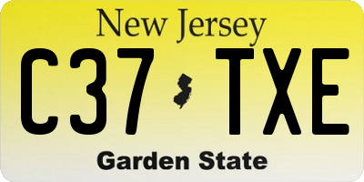 NJ license plate C37TXE