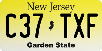 NJ license plate C37TXF