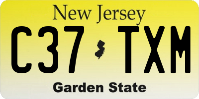 NJ license plate C37TXM
