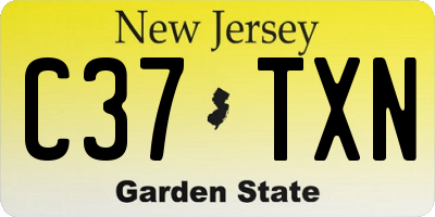 NJ license plate C37TXN