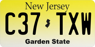 NJ license plate C37TXW