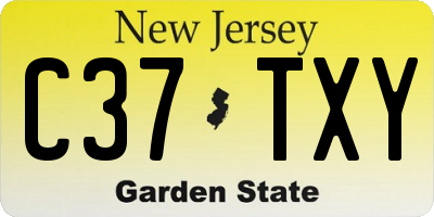 NJ license plate C37TXY